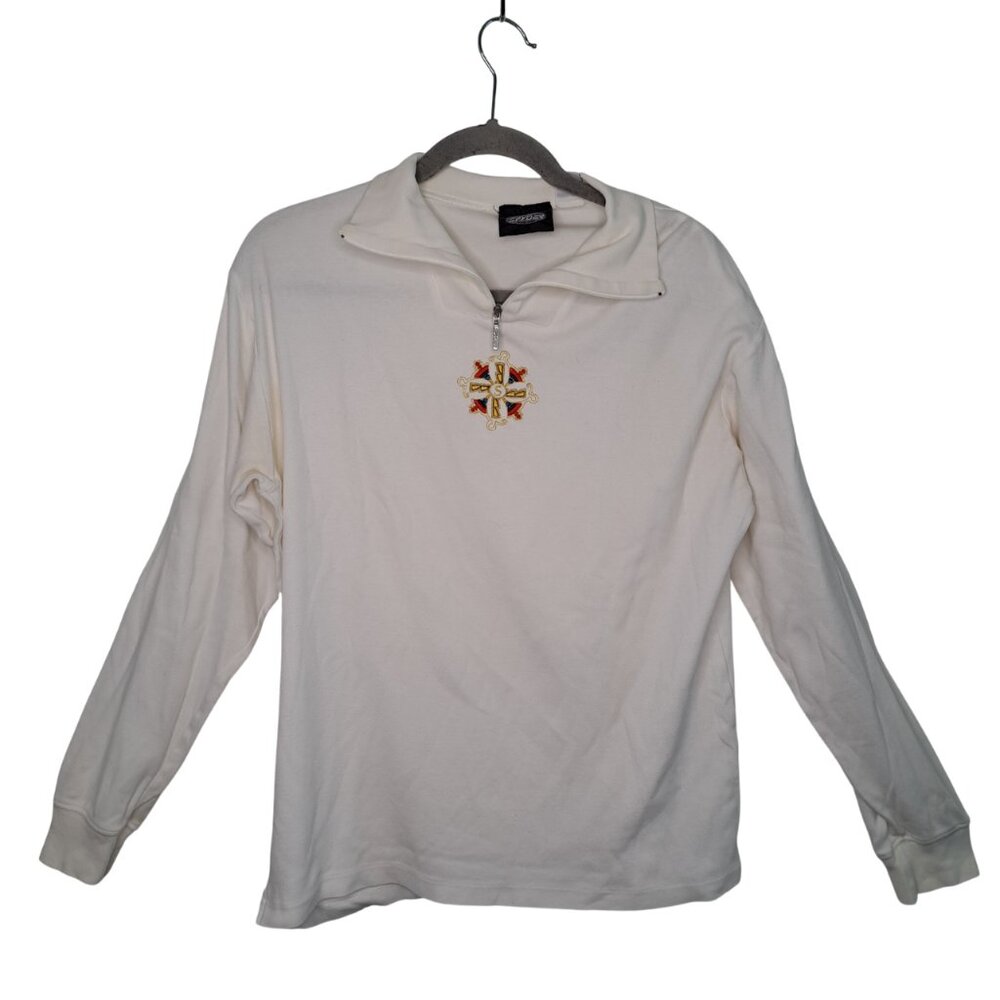 Spyder Quarter Zip White Festive Top Size 10